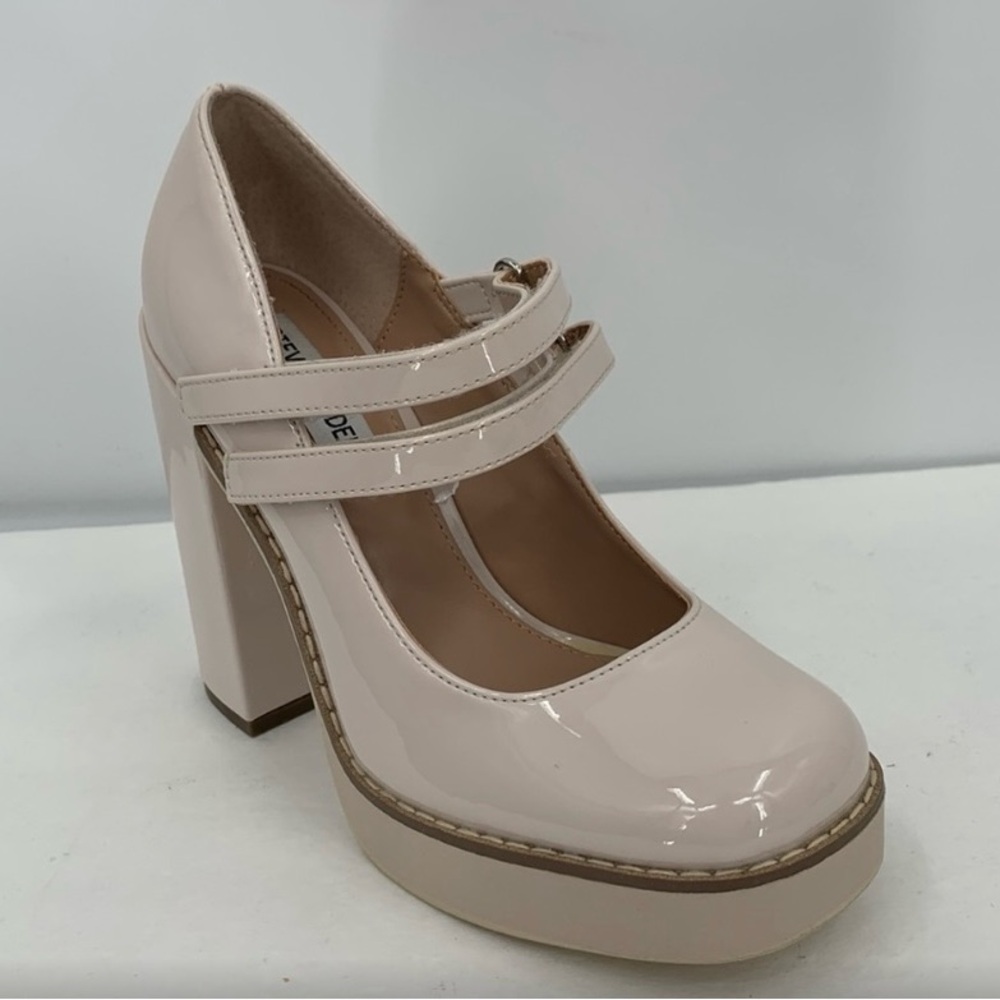 Steve Madden Mary Jane Twice Platform Pump Heels Ivory